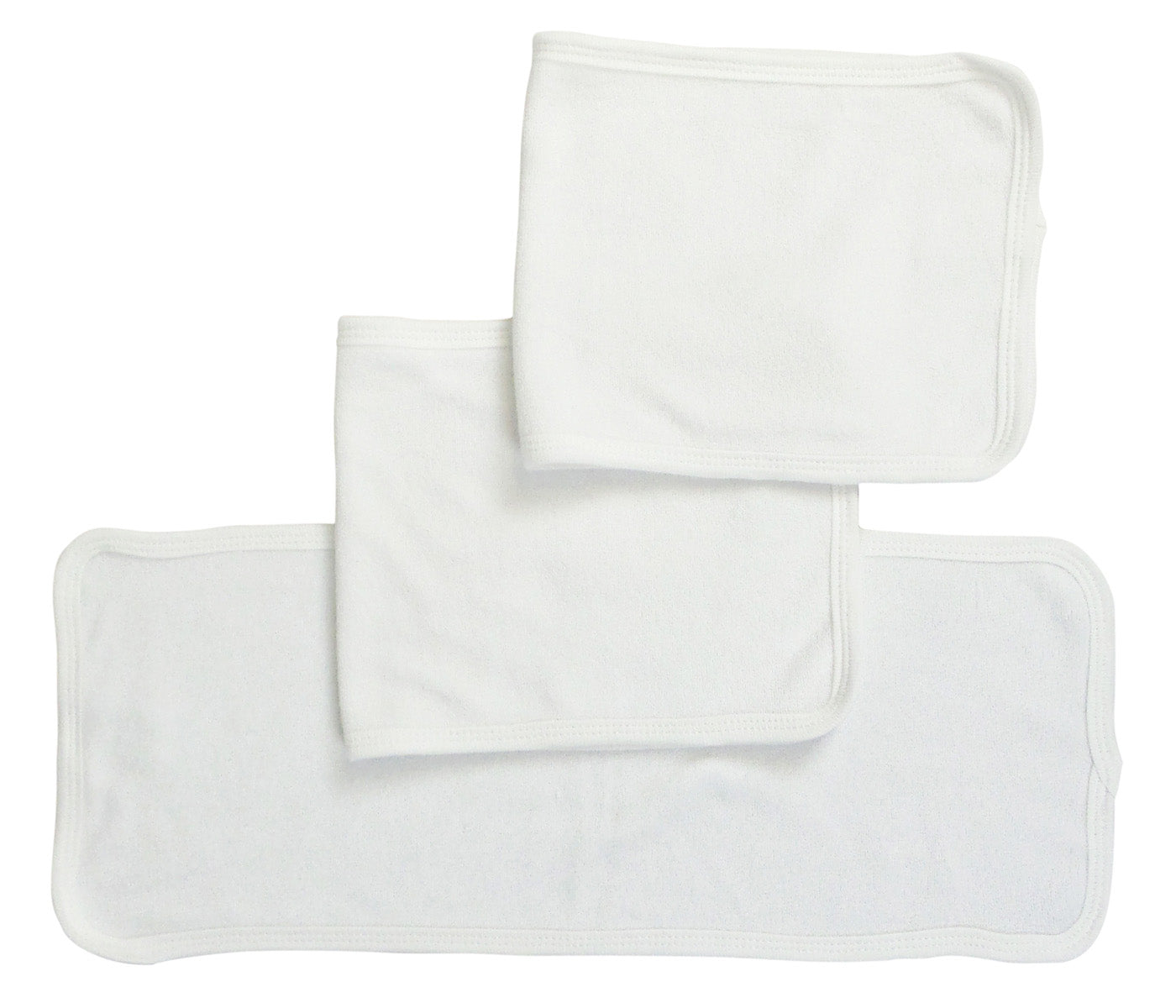 Baby Burpcloth With White Trim (Pack of 3) - White