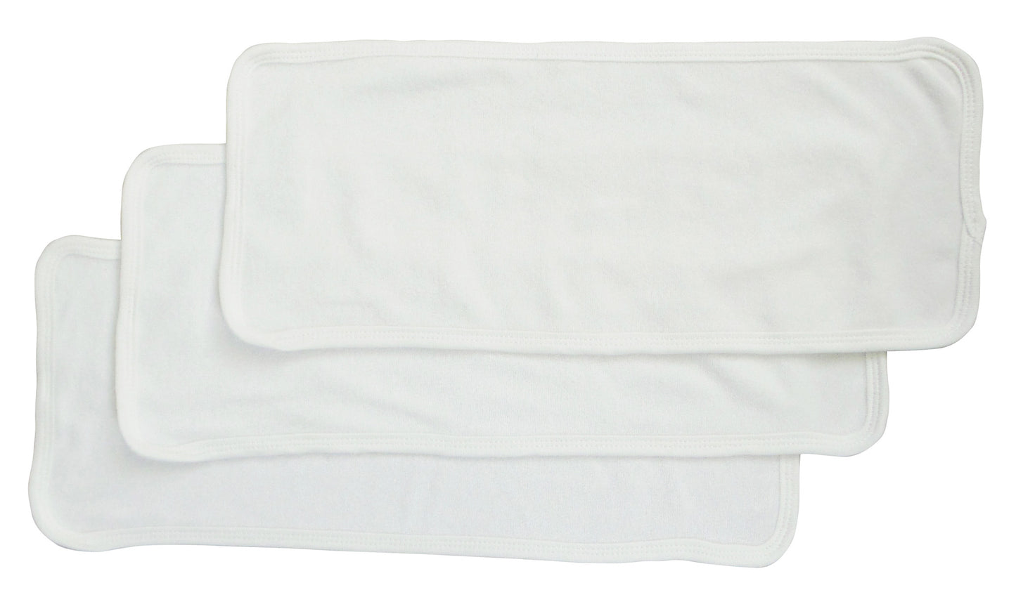 Baby Burpcloth With White Trim (Pack of 3) - White