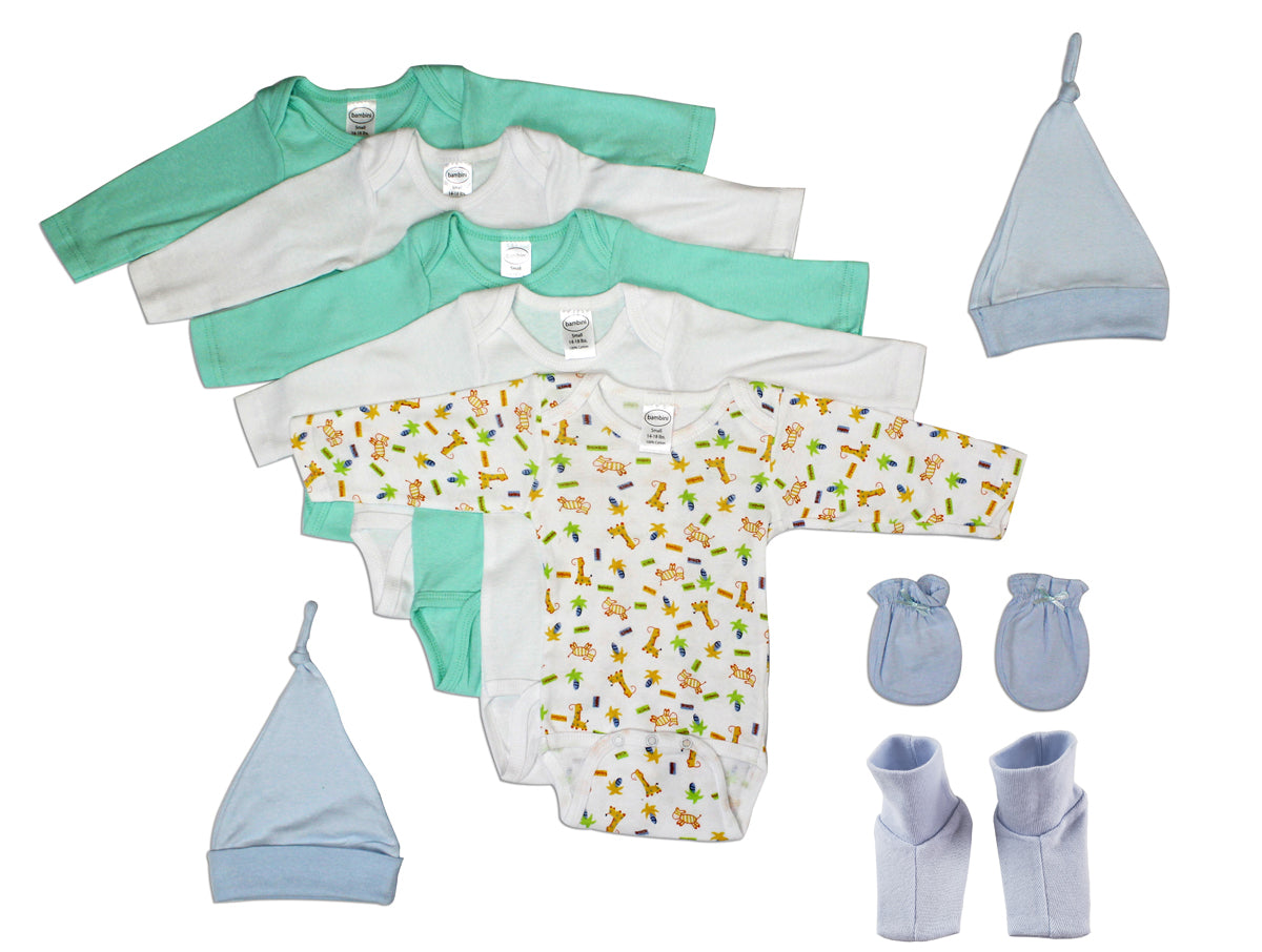 Baby Boy 9 Pc Layette Sets - White/Blue