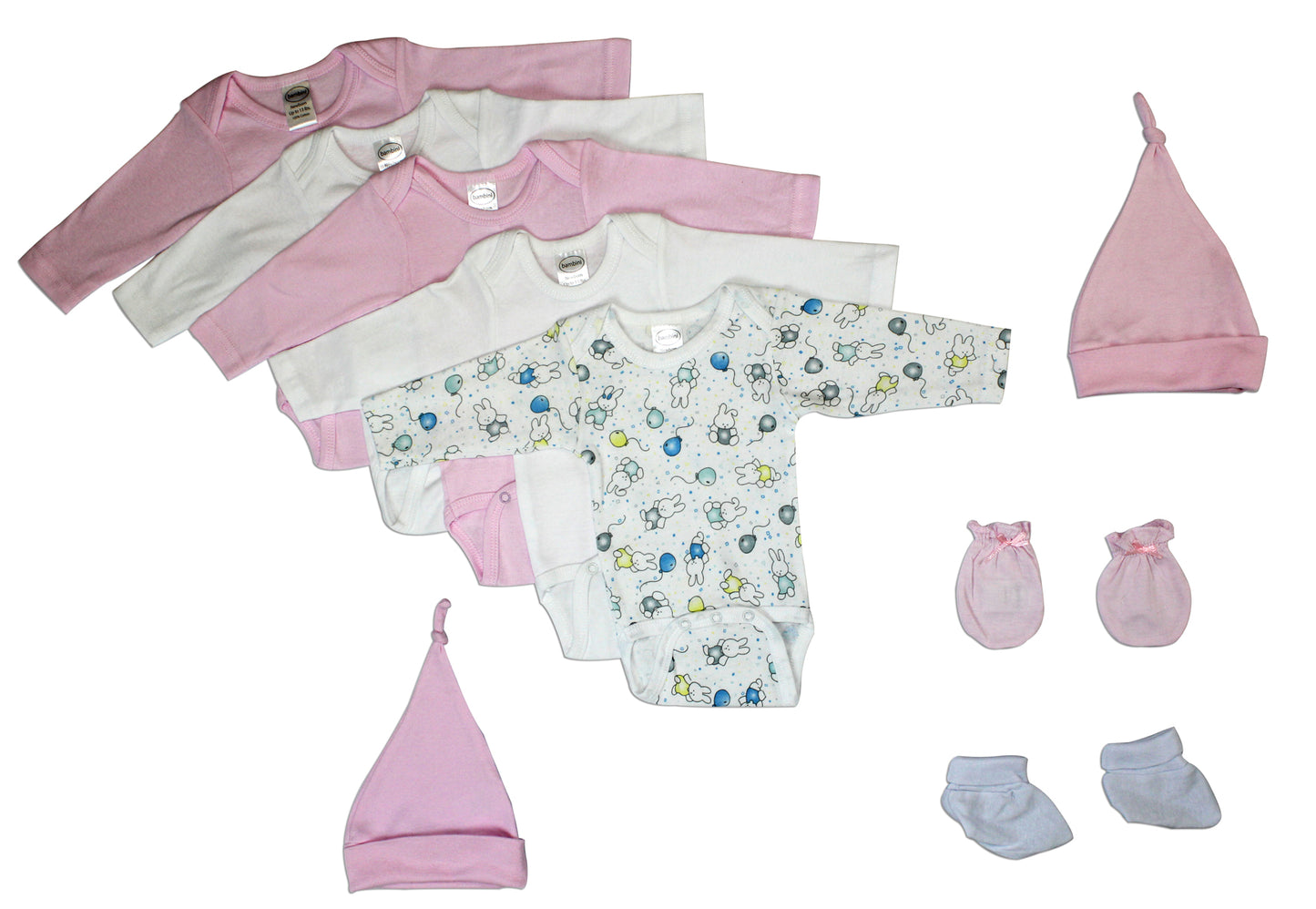 Newborn Baby Girl 9 Pc Layette Baby Shower Gift Set - White/Pink