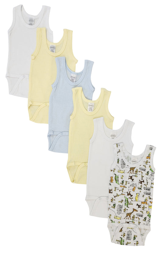 Baby Boy 6 Pc Onezies and Tank Tops - White