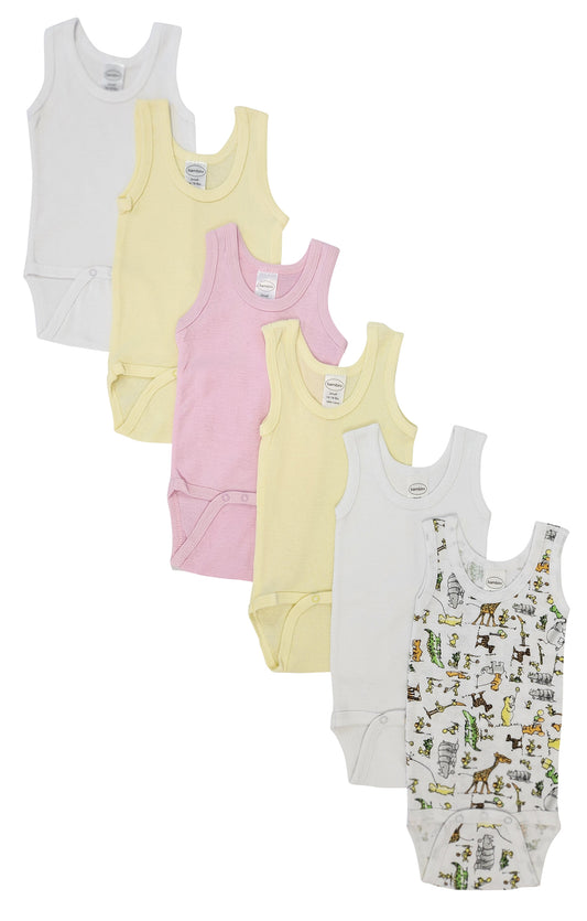 Baby Girl 6 Pc Onezies and Tank Tops - White