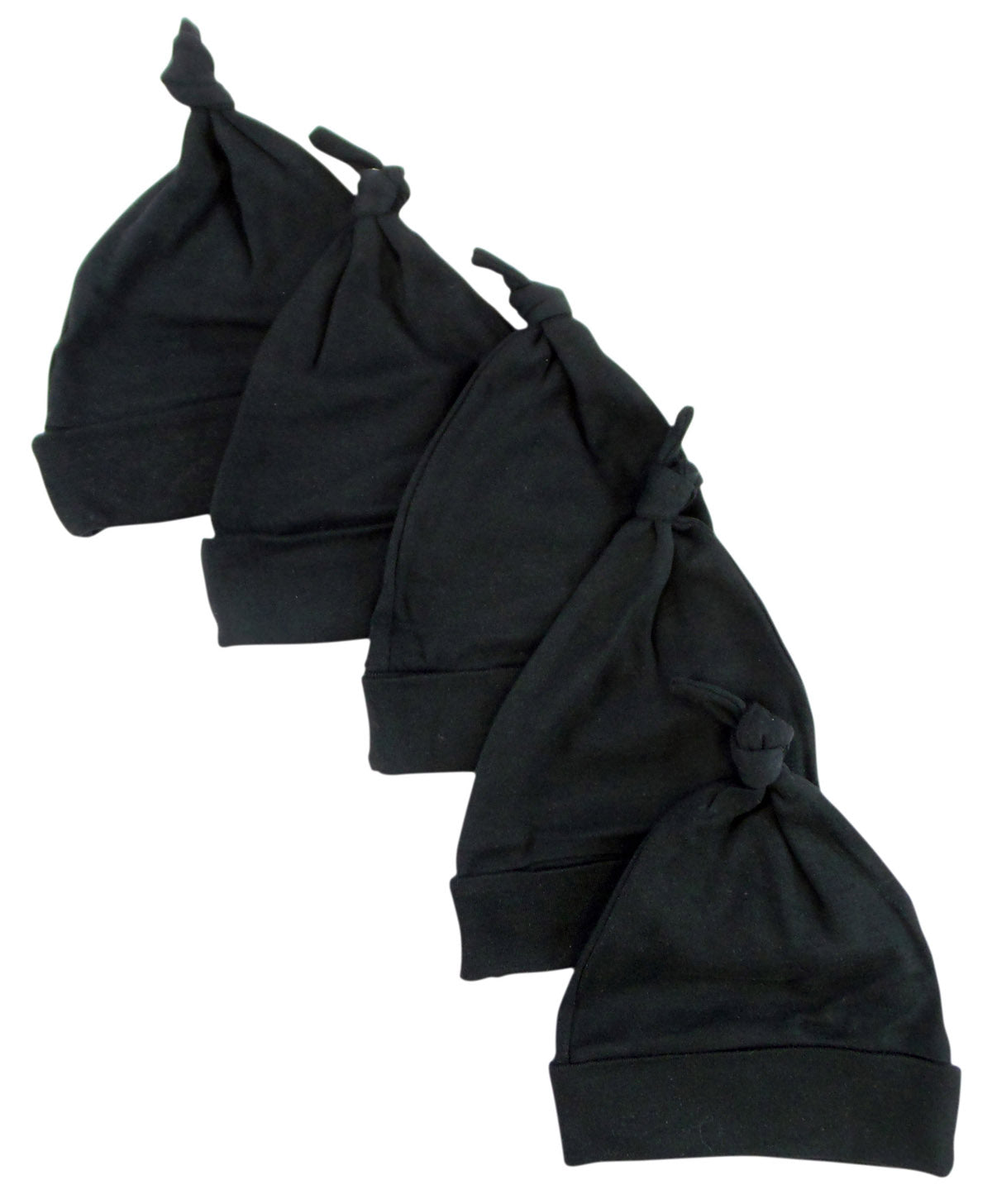 Black Knotted Baby Cap (Pack of 5) - Black