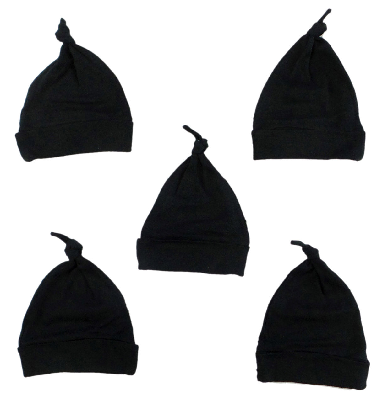 Black Knotted Baby Cap (Pack of 5) - Black