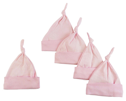 Pink Knotted Baby Cap (Pack of 5) - Pink