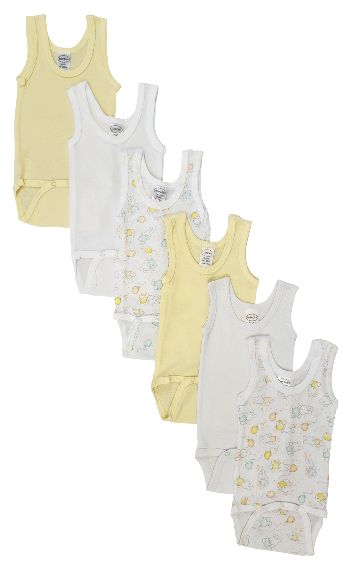 Unisex Baby 6 Pc Onezies and Tank Tops - White