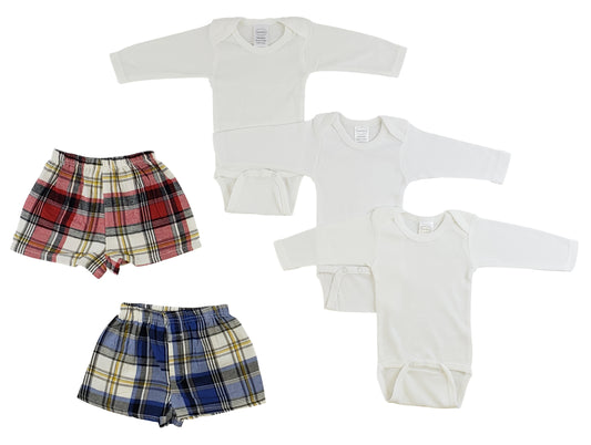 Infant Long Sleeve Onezies and Boxer Shorts - White/Yellow