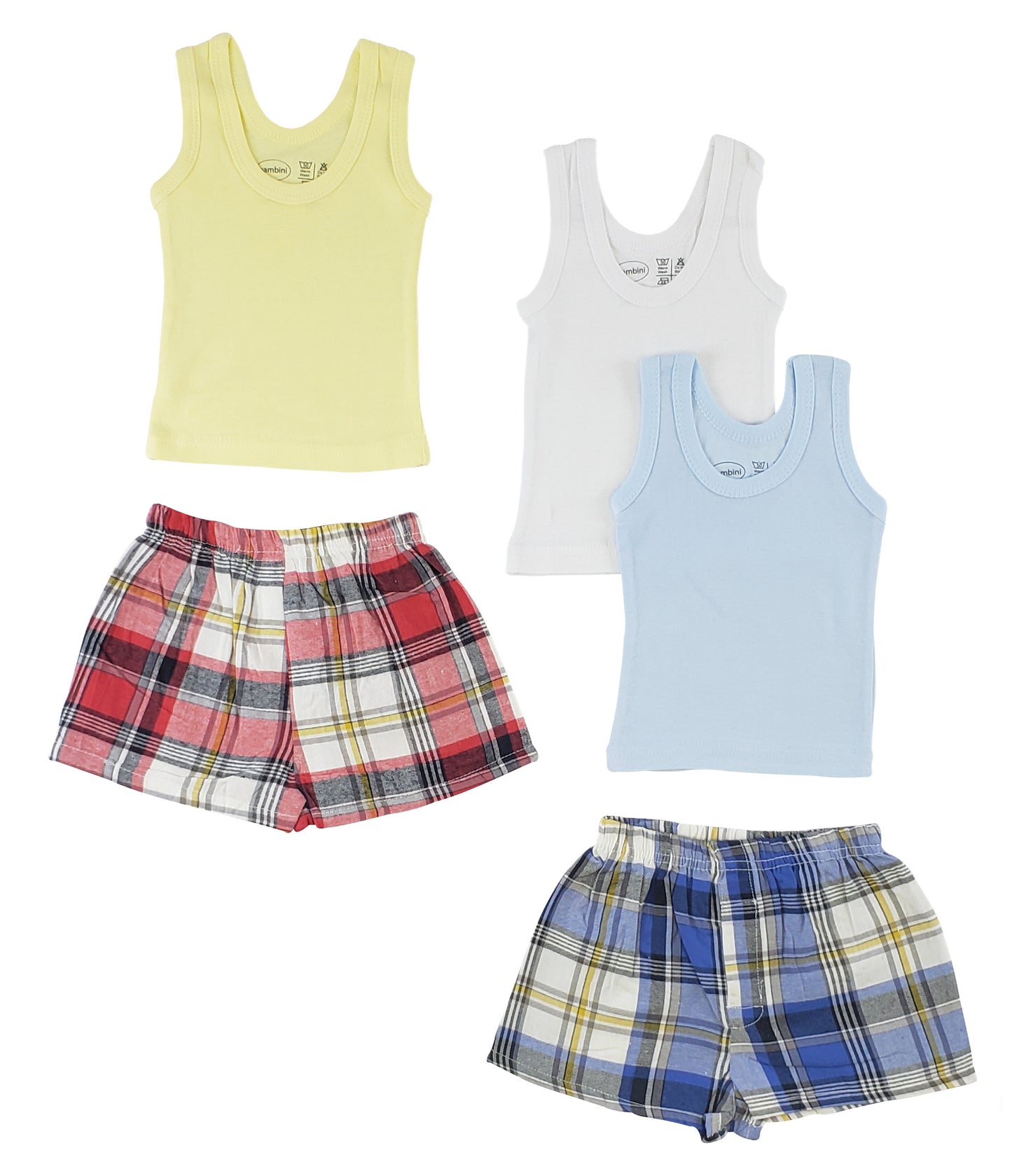 Boys Tank Tops and Boxer Shorts - White/Blue