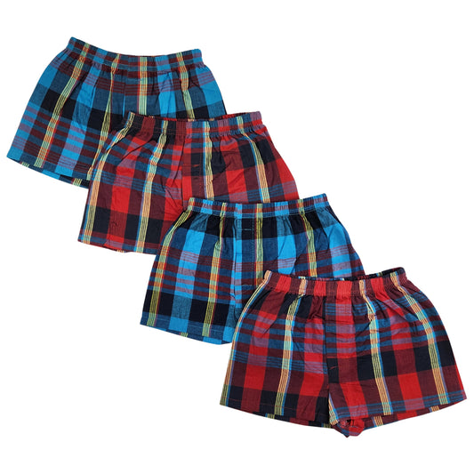 Toddler Boxer Shorts - 4 pc Set - Blue/Red