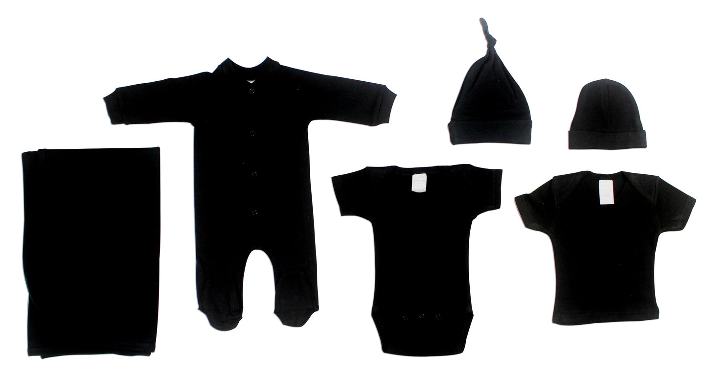 Black 6 Piece Layette Set - Black