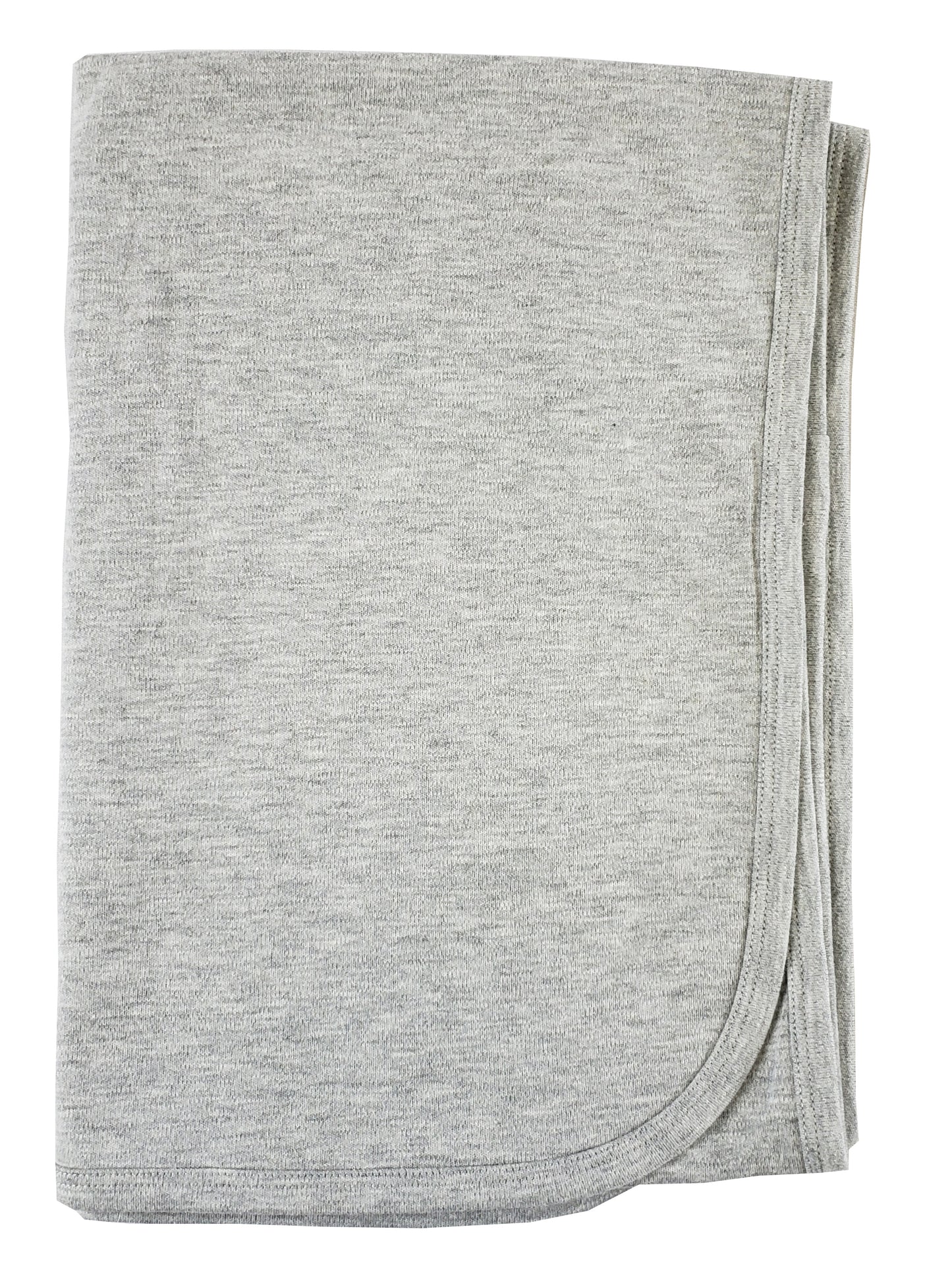 Heather Grey Cotton Receiving Blanket - White