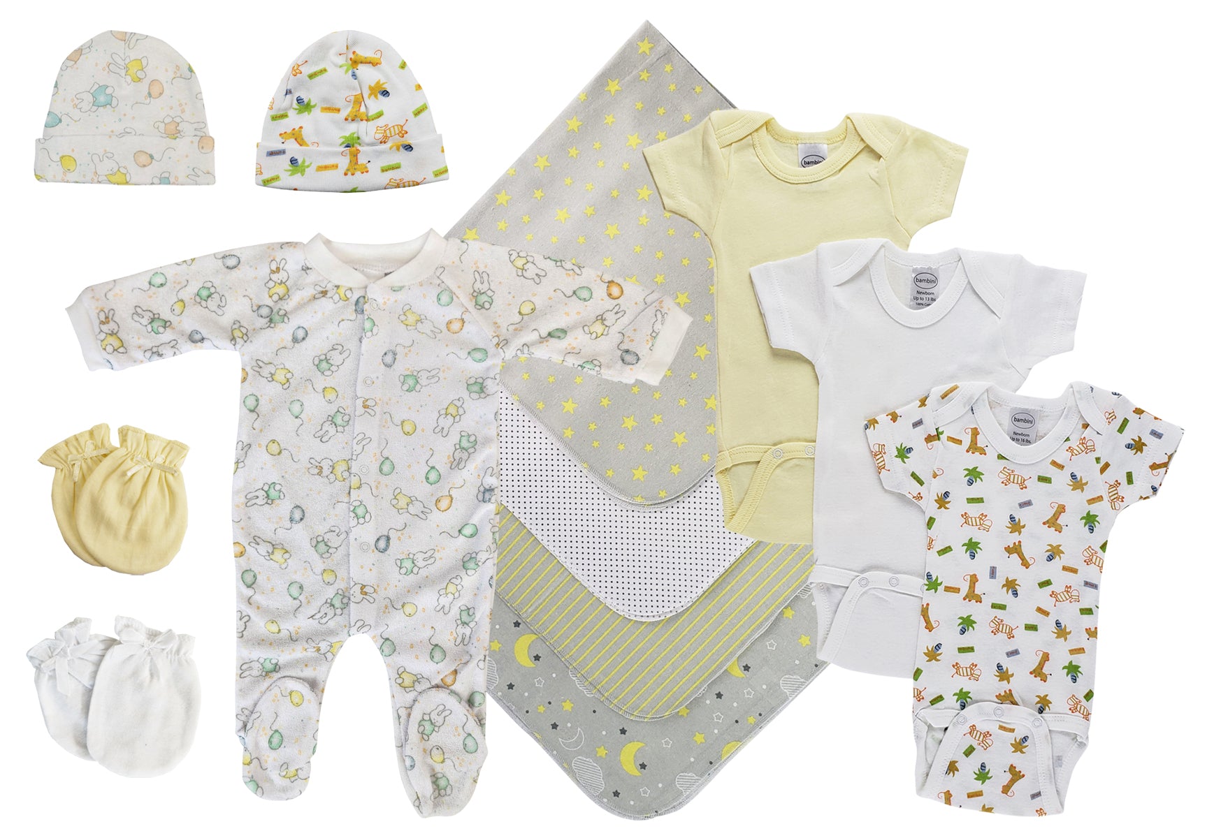 Unisex Baby 12 Pc Layette Sets - White/Yellow