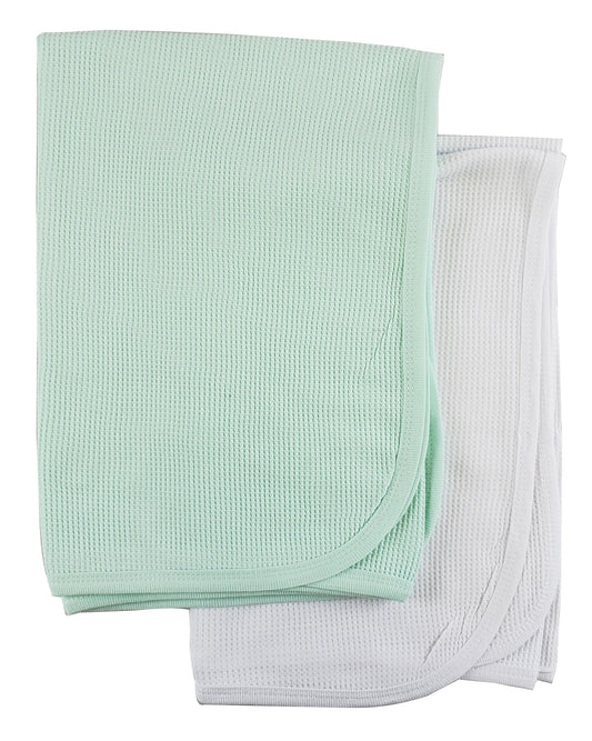 White and Mint Thermal Blankets - Mint/White