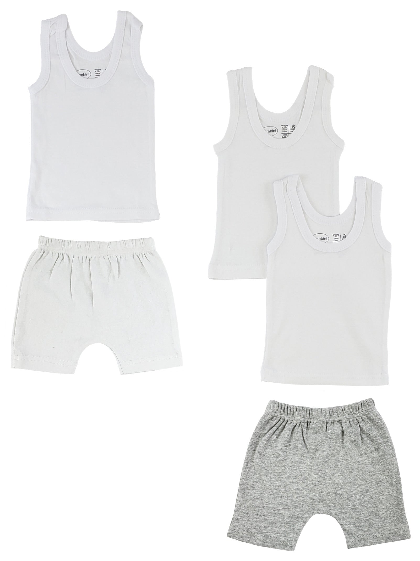 Infant Tank Tops and Shorts - White/Grey