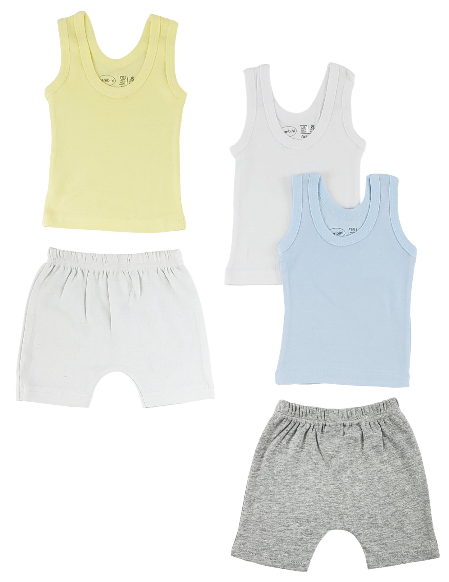 Boys Tank Tops and Shorts - White/Grey