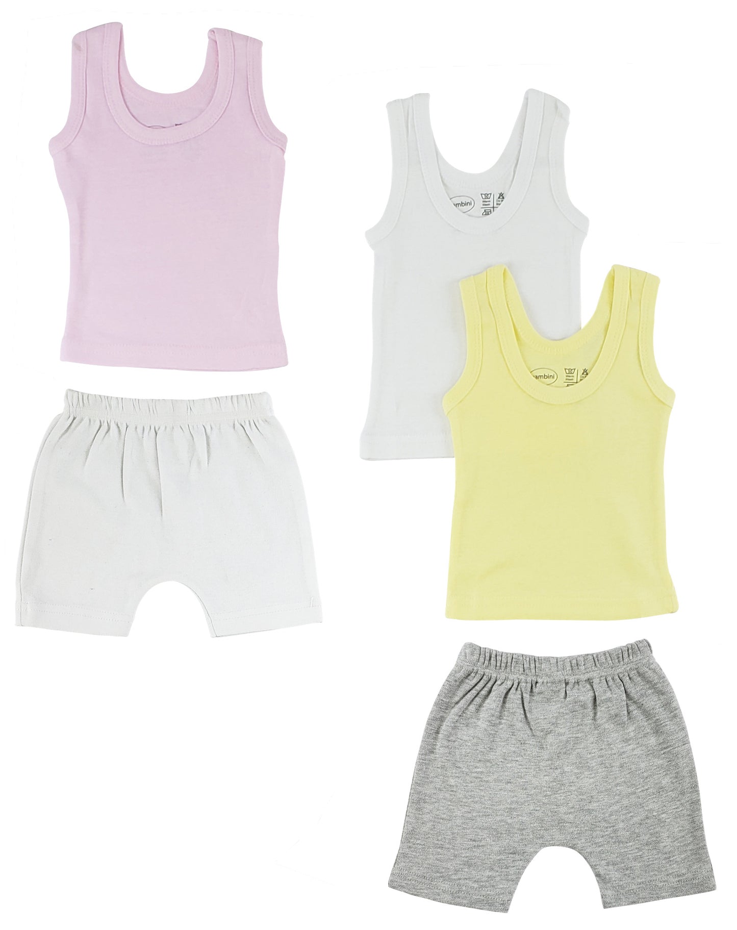 Girls Tank Tops and Shorts - White/Grey