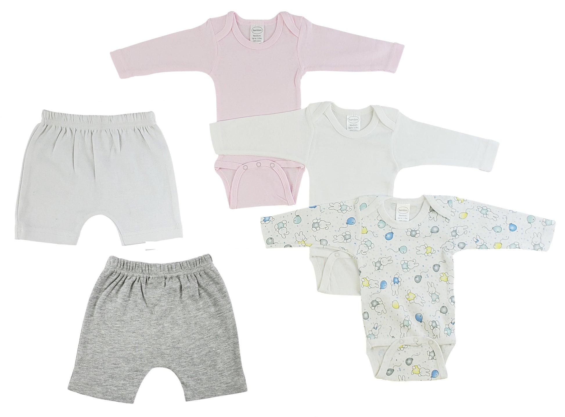 Infant Girls Long Sleeve Onezies and Pants - White/Grey