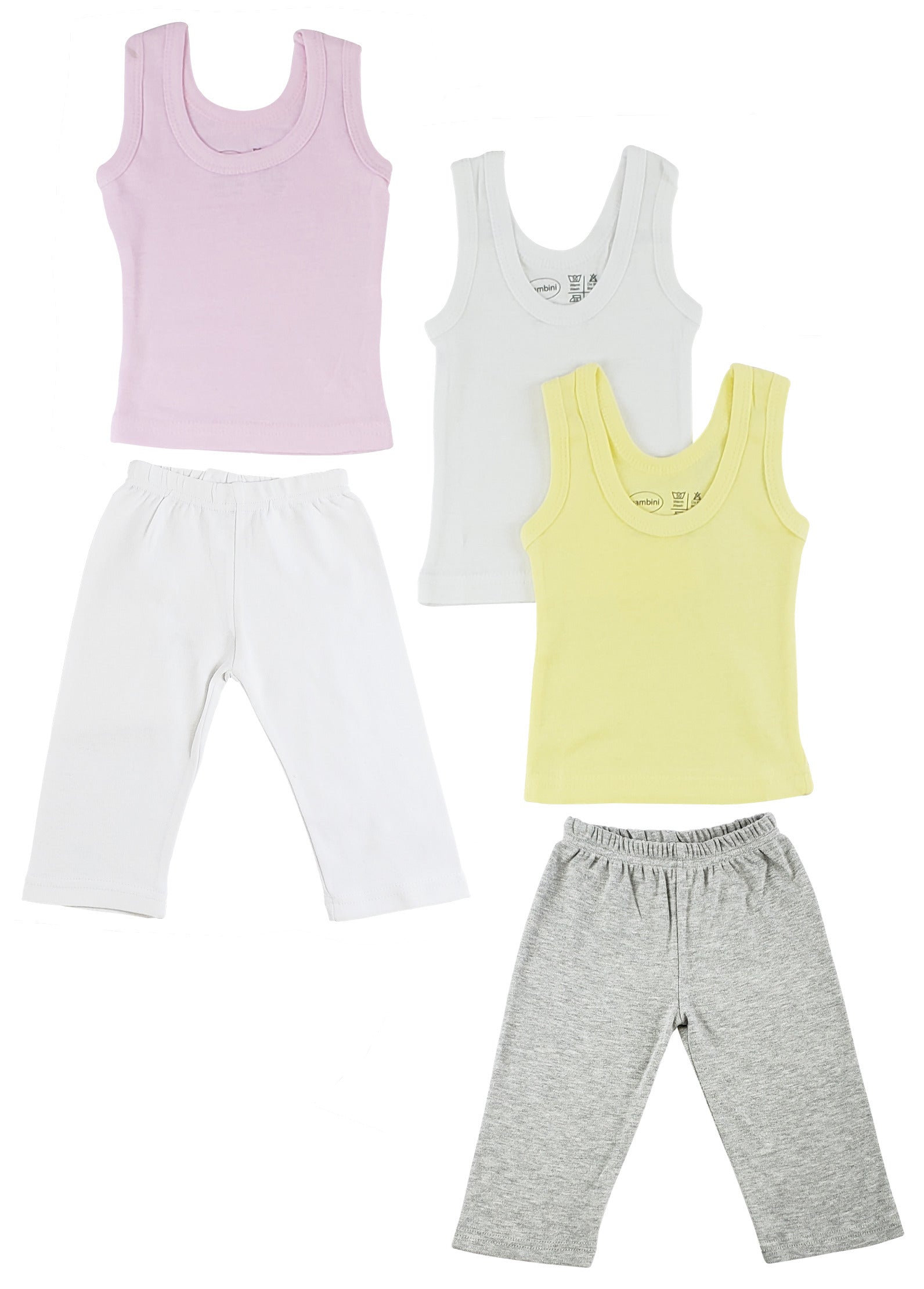 Girls Tank Tops and Track Sweatpants - Grey/White