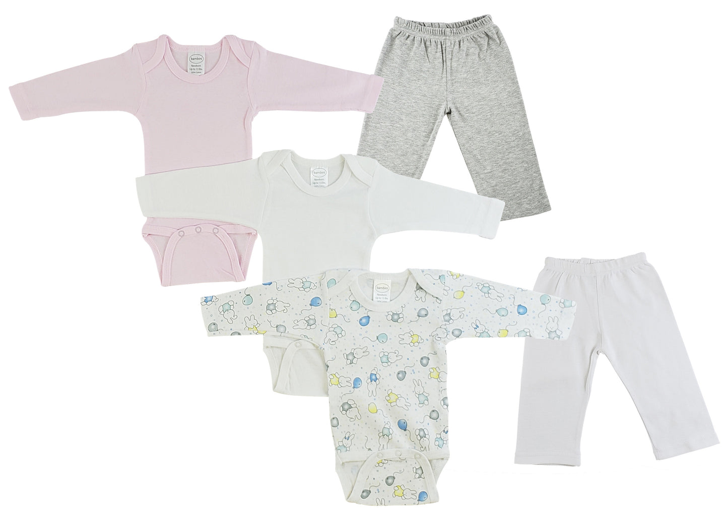 Infant Girls Long Sleeve Onezies and Track Sweatpants - Grey/White