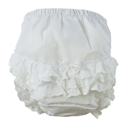 White Girl's Cotton/Poly "Fancy Pants" Underwear - White