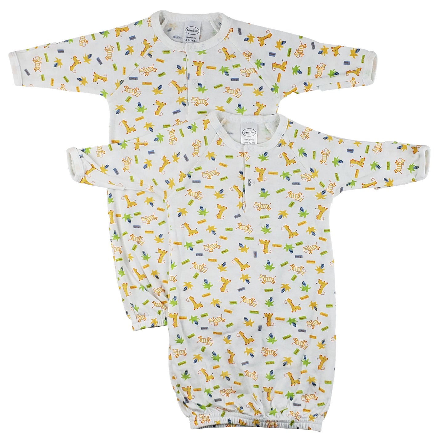 Infant Gowns - 2 Pack - White/Yellow