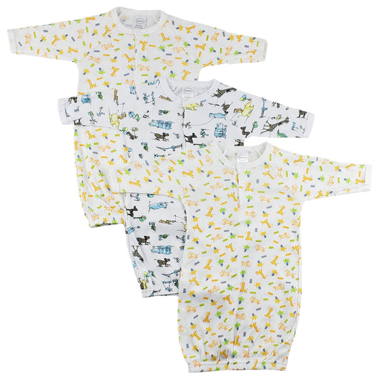 Infant Gowns - 3 Pack - White/Yellow