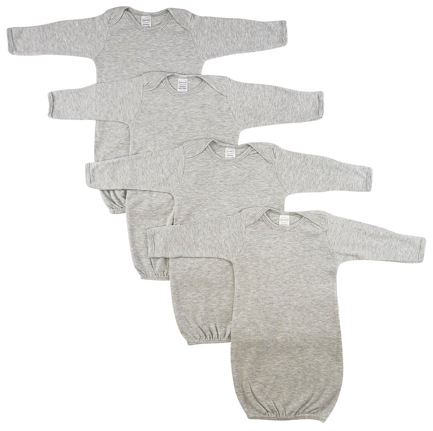 Newborn Baby 4 Piece Gown Set - White/Pink