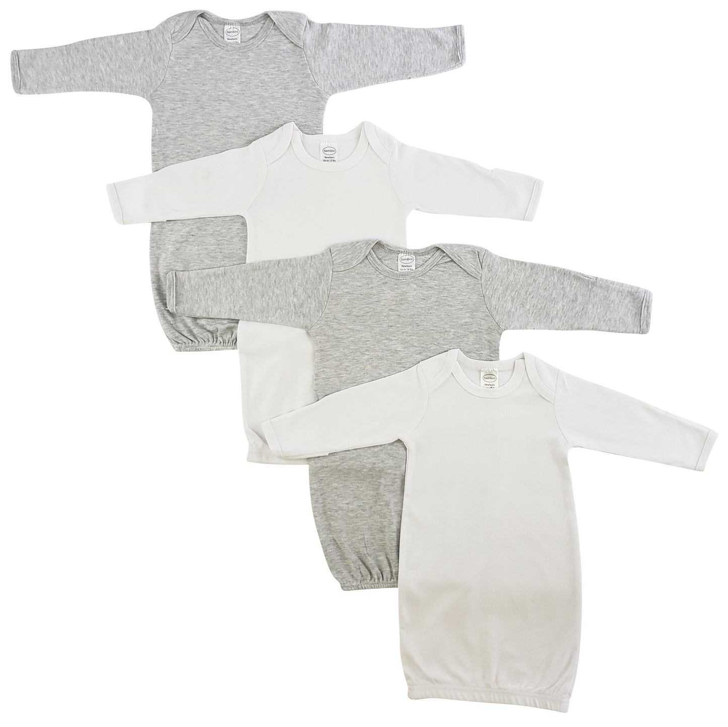 Newborn Baby 4 pc Gown Set - White/Pink